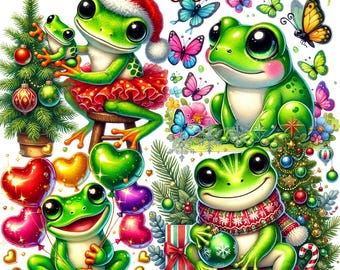 50 PNG set 2 Cute Frogs Clipart bundle, Frog Graphics Designs, Digital Download, Unlimited Commercial Use for Crafts