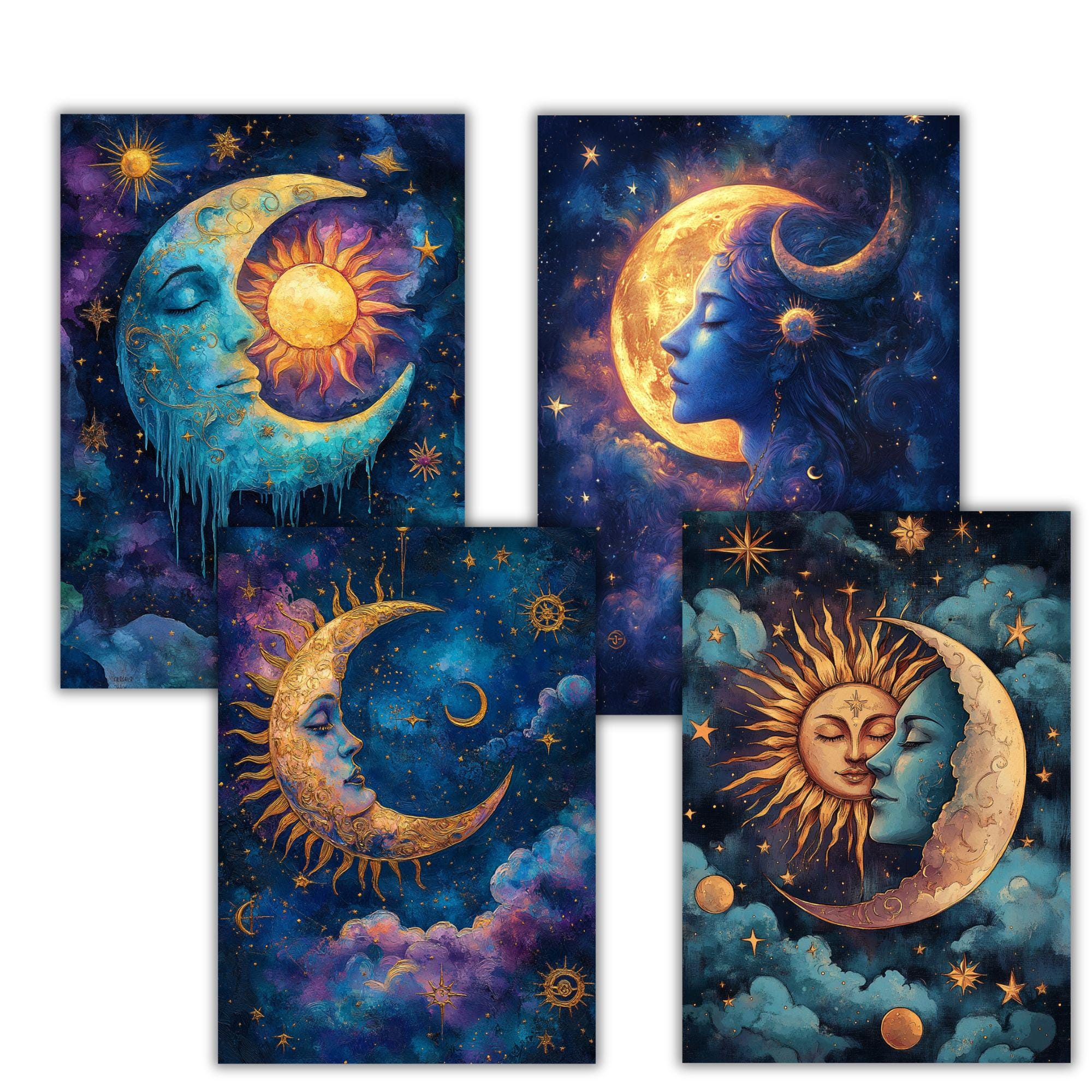 40 Mystical Moon Junk Journal Pages, Digital Scrapbook Paper Kit ...
