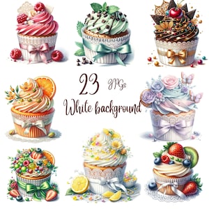 23 JPGs, Cupcakes Clipart, High Quality JPGs, Digital Planner, Junk Journaling, Watercolor, Commercial Use - Digital Download, cupcake