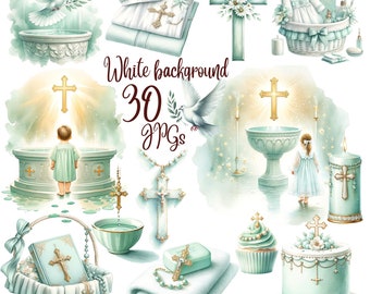 30 JPG Baby Baptism Clipart, Religious Clip Art, Christening Graphics, Catholic Illustrations, Mint Christian, Baptism Girl,Baptism Boy