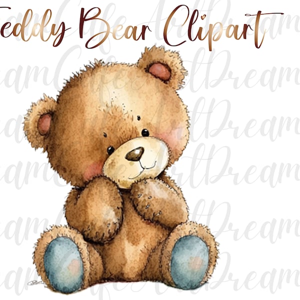 Watercolor Teddy bear clipart, teddy bear png, teddy bear, bear clipart, watercolor bear, baby shower clipart, cute bear, digital download