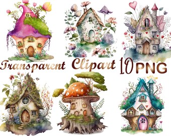 10 Fairy House Clipart PNG, Fairy Clipart,Fairy house,PNG,Magical fairy house, Digital Planner, Paper crafts, Scrapbooking, Instant download