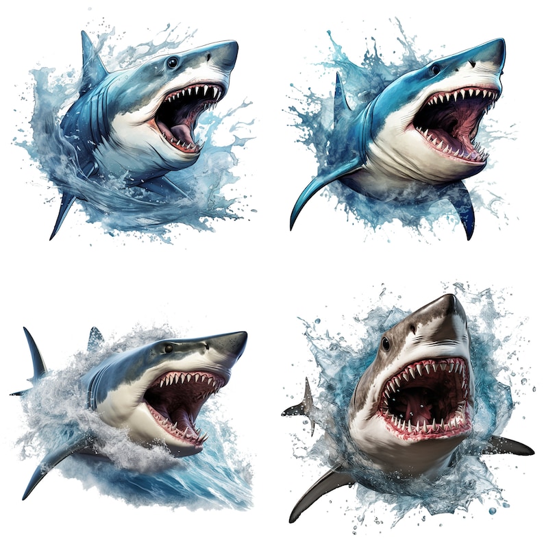 16 Shark Clipart PNG, Graphics Shark, Shark clipart Illustration PNG, Transparent PNG, Digital Download, Card Making, Commercial Use image 6