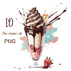 10 Watercolor Milkshake clipart, Milkshake png, Milkshake  clipart bundle, Milkshake clipart,  Digital Download, Commercial Use, Watercolor