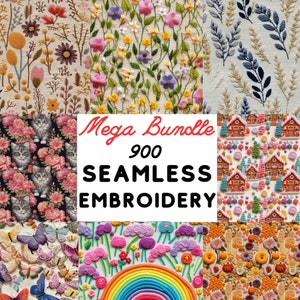 Seamless Embroidery Bundle, Seamless pattern bundle, seamless digital pattern, seamless digital pattern, fabric bundle, fabric patterns