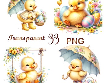 33 PNG, Easter Duck Clipart bundle, Cute Duck Clipart, Duck PNG, Spring Clipart, Easter Clipart, Digital Download, Commercial use
