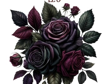 120 PNG, Gothic flowers clipart, Magical Gothic Flowers Clip Art, Dark Fairytale Fantasy PNG Digital Image Downloads, Gothic Roses