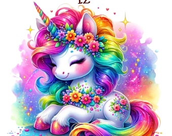 12 PNG, Baby Einhorn Aquarell Clipart, Einhorn Сlip Art, süßes Einhorn, Baby Einhorn png, Einhorn Clip Art, Regenbogen Einhorn, dtf png Bundle