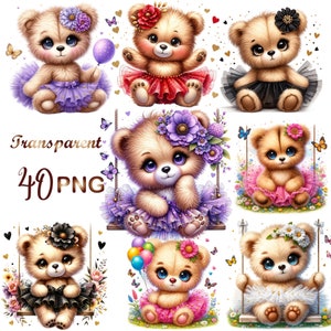 40 PNG, Teddy bear clipart bundle, teddy bear png, teddy, bear clipart, sublimation bear, baby shower clipart, cute bear, digital download