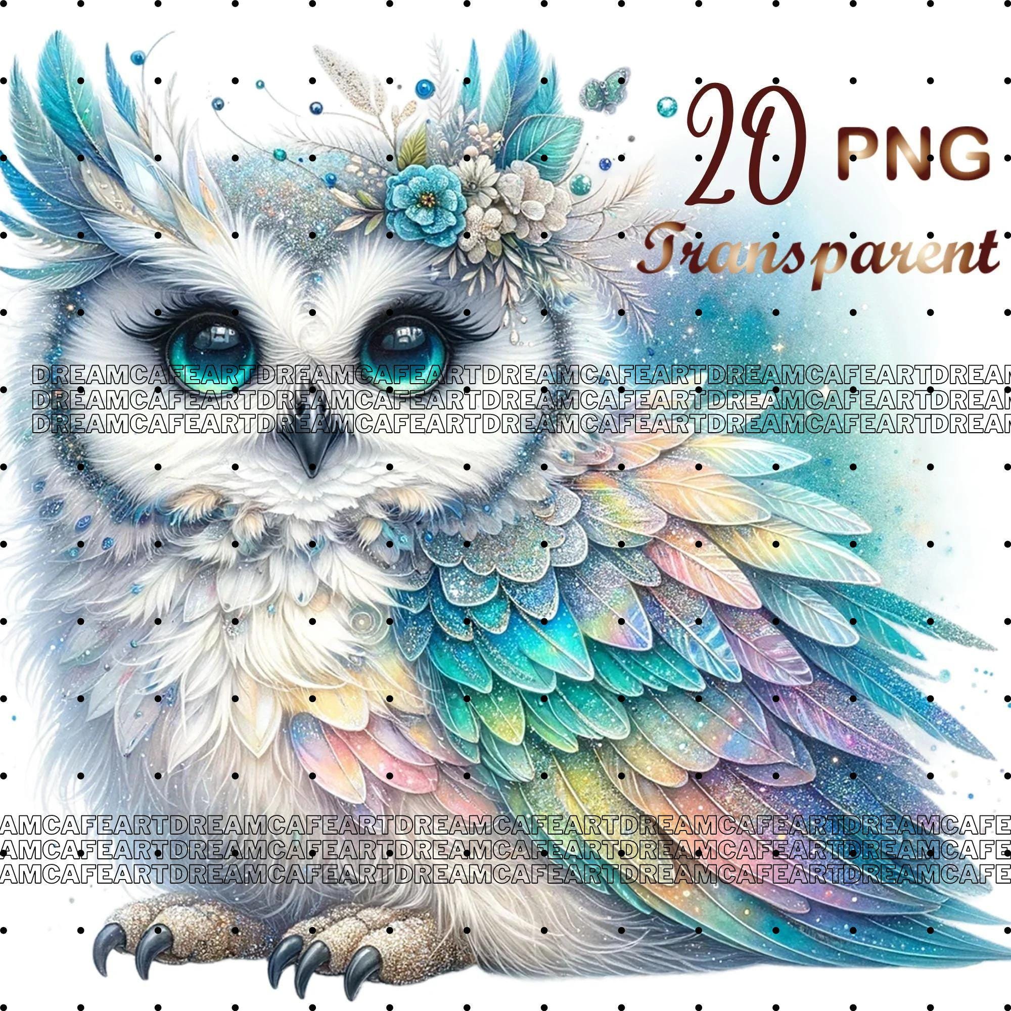 20 PNG set 1 Owl Clipart bundle, Sparkling Owl Sublimation Clipart, Colorful Owls, Owl artwork, Owl 