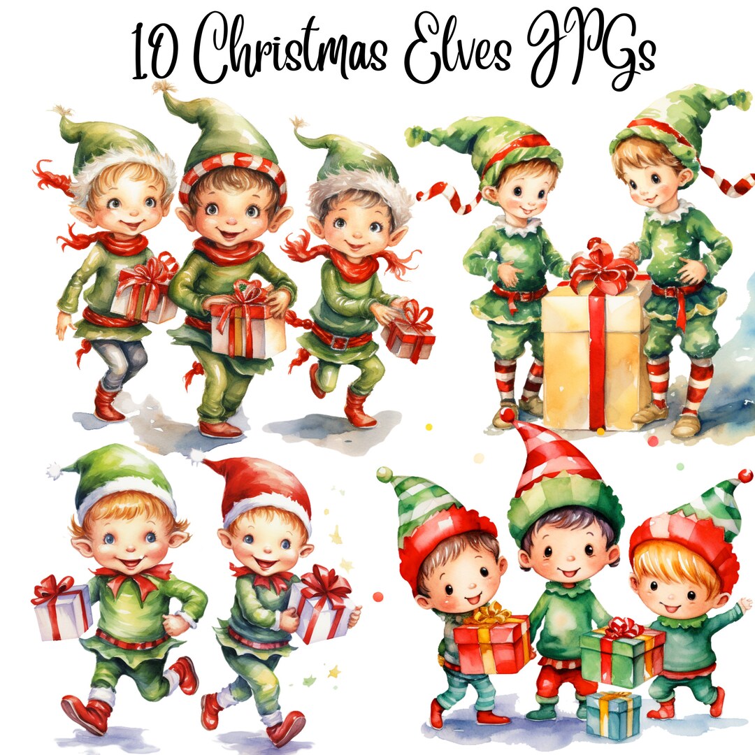 10 Jpgs, Christmas Elves Clipart, Christmas Clipart, Elves Clipart ...