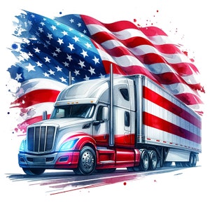 11 PNG/JPG, Semi Truck Flag Clipart bundle , Semi Truck America Flag Watercolor, Semi Truck Flag PNG,Digital Download,Transparent Background