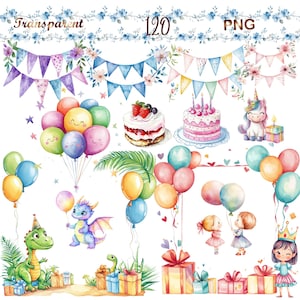 120 PNG Pastel Aquarela Festa de Aniversário Bordas e Molduras Clipart, Cartão de Natal para criançasDesigns gráficos,Download digital,Uso comercial