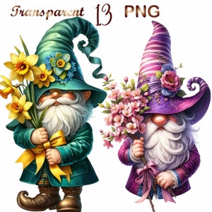 13 PNG Spring Gnome Clipart Bundle, Gnome Sublimation, Sublimation ...