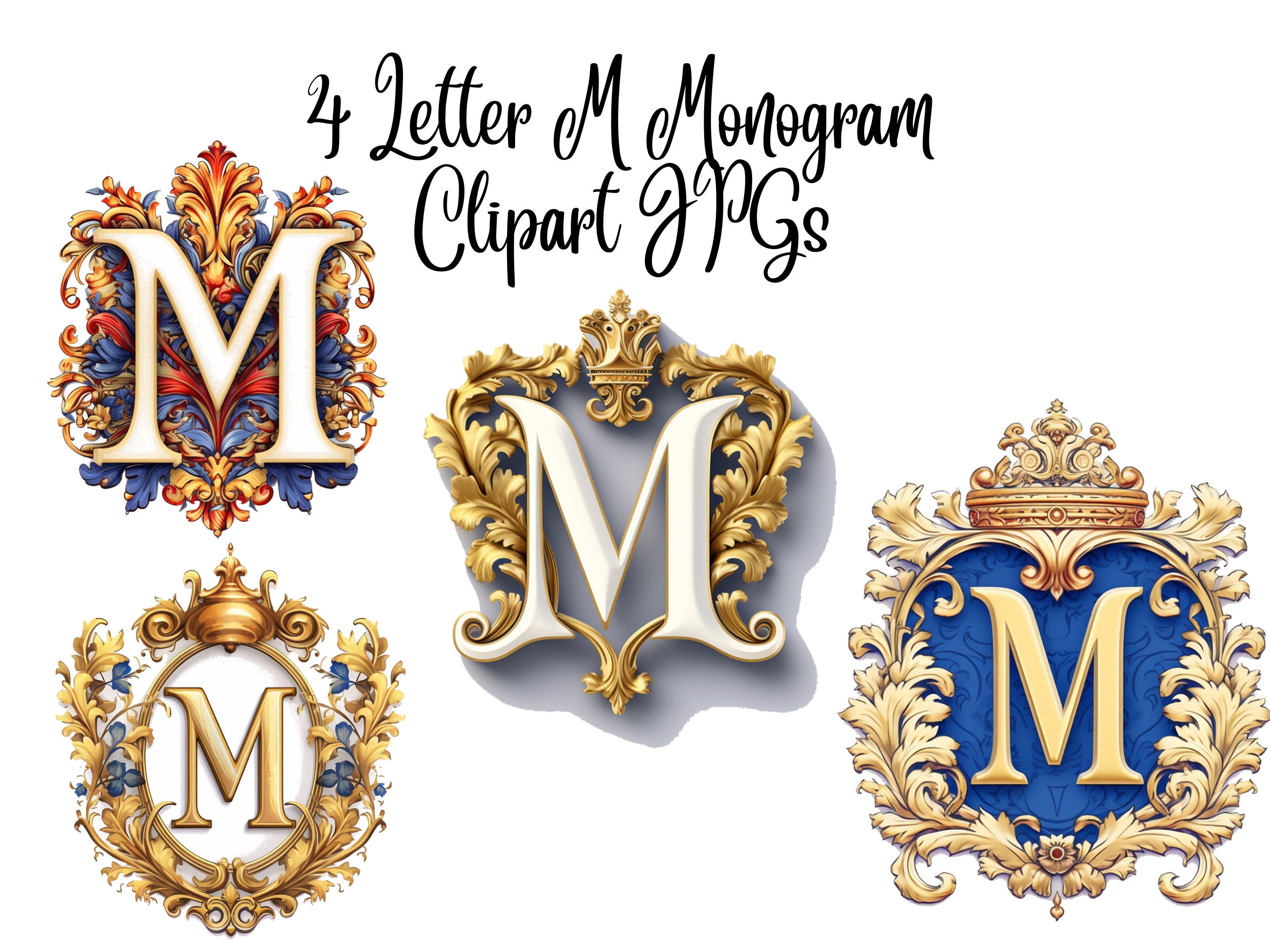 4 Letter M Crown Clipart Jpgs Alphabet Initials Monogram 