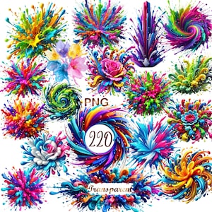 220 PNG de salpicaduras de tinta colorida, imágenes prediseñadas de salpicaduras de pintura, imágenes prediseñadas de tinta con alcohol, imágenes prediseñadas abstractas PNG, uso comercial, descarga instantánea