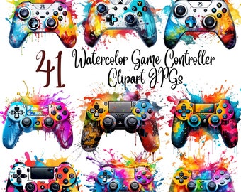 41 Game Controller Clipart JPGs - High Quality JPGs - Digital Download - Card Making, Mixed Media,Digital Paper Craft, Gaming clipart, Gamer