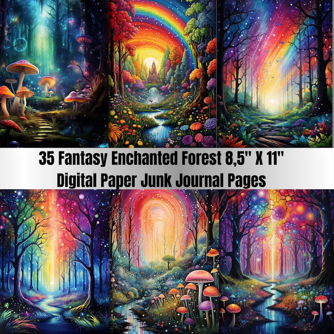 Fantasy Forest Digital Paper Pack: Magical Woodland Scrapbooking ...