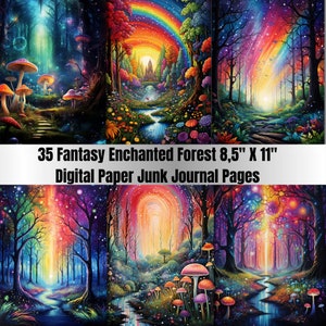 35 forêt enchantée fantastique à imprimer, paquet de papier numérique, papier numérique forêt mystérieuse magique, cartes des bois, fond de forêt, scrapbooking