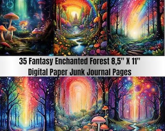 Fantasy Forest Digital Paper Pack: Magical Woodland Scrapbooking (Digital Download)