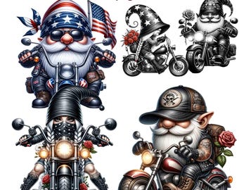 90 Biker Clipart, Gnome bundle Clipart, Motorcycle American Gnome Biker, Gnomes, Digital Download,Gnome png,Commercial Use, biker gnome png