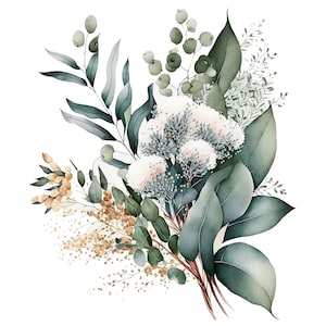 10 Watercolor Eucalyptus Clipart, Eucalyptus Clipart, JPGs, Commercial USe, Digital Download, Watercolor, Card Making,Clip Art,Digital Craft