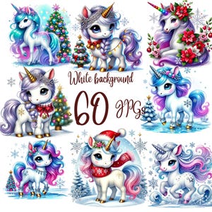 60 JPG, Christmas Unicorn Clipart bundle, Winter Unicorn  clipart, Cute Unicorn  clipart, Christmas Clipart, Commercial Use,Digital Download