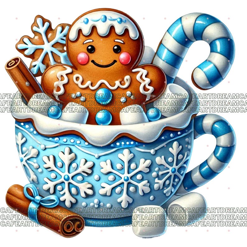 Blue Gingerbread Clipart Bundle, 134 Festive Cookie Graphics, Holiday ...