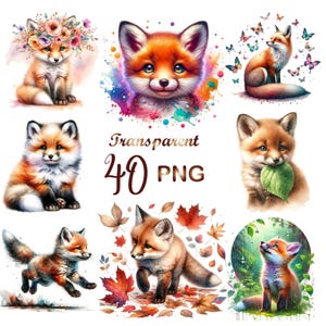 Puede incluir: Un conjunto de diez ilustraciones digitales de zorros lindos en varias poses. Los zorros est&aacute;n representados en un estilo de dibujos animados con colores brillantes y expresiones juguetonas. Las ilustraciones son perfectas para usar en scrapbooking digital, creaci&oacute;n de tarjetas y otros proyectos creativos.