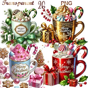 26  PNG set 2, Christmas Drinks Clipart bundle, Festive Beverage Illustrations designs, Instant Digital Download, Unlimited Commercial Use