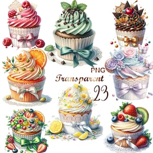 23 PNG, Cupcake Clipart bundle, Baking Clipart, Dessert Clipart, Food Clipart,Sweet Clipart,Birthday Clipart,Kawaii Clipart,Digital Download