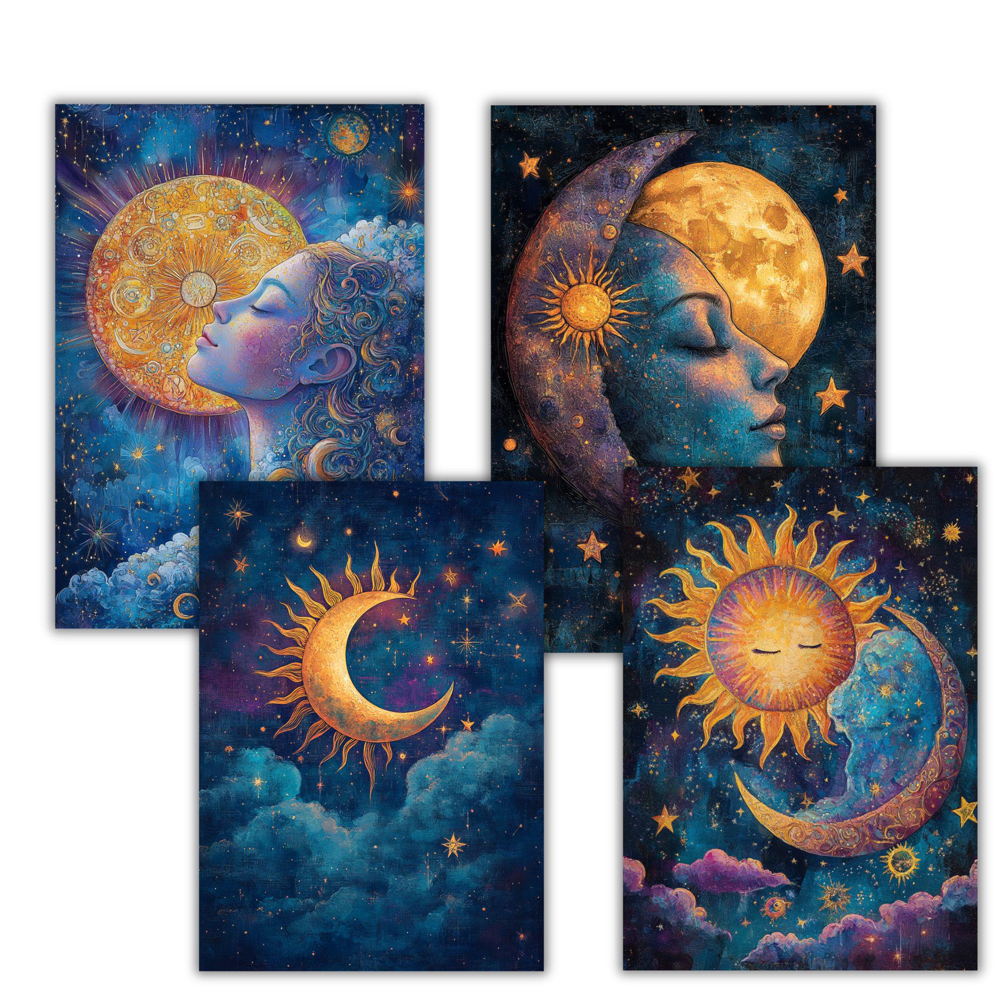 40 Mystical Moon Junk Journal Pages, Digital Scrapbook Paper Kit ...