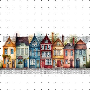23 Quirky Houses Watercolor Clipart JPGs, Quirky Houses, Quirky Houses Bundle, Vintage Houses clip art,Magic Houses
