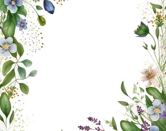 10 Wildflower frames png, Floral clipart, watercolor flower border, floral clip art, wildflowers clipart,wildflowers png, floral border png