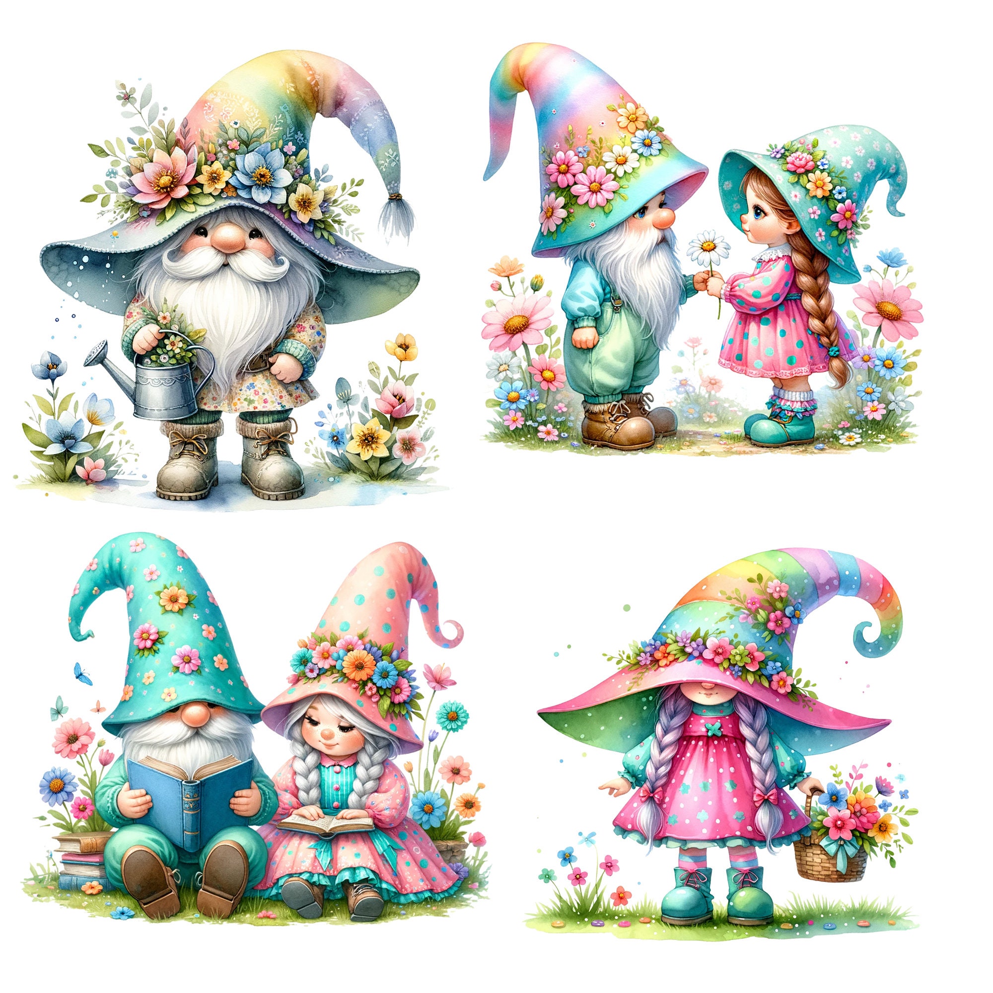 18 Spring Gnome Bundle Png, Gnome Sublimation, Spring PNG, Sublimation ...
