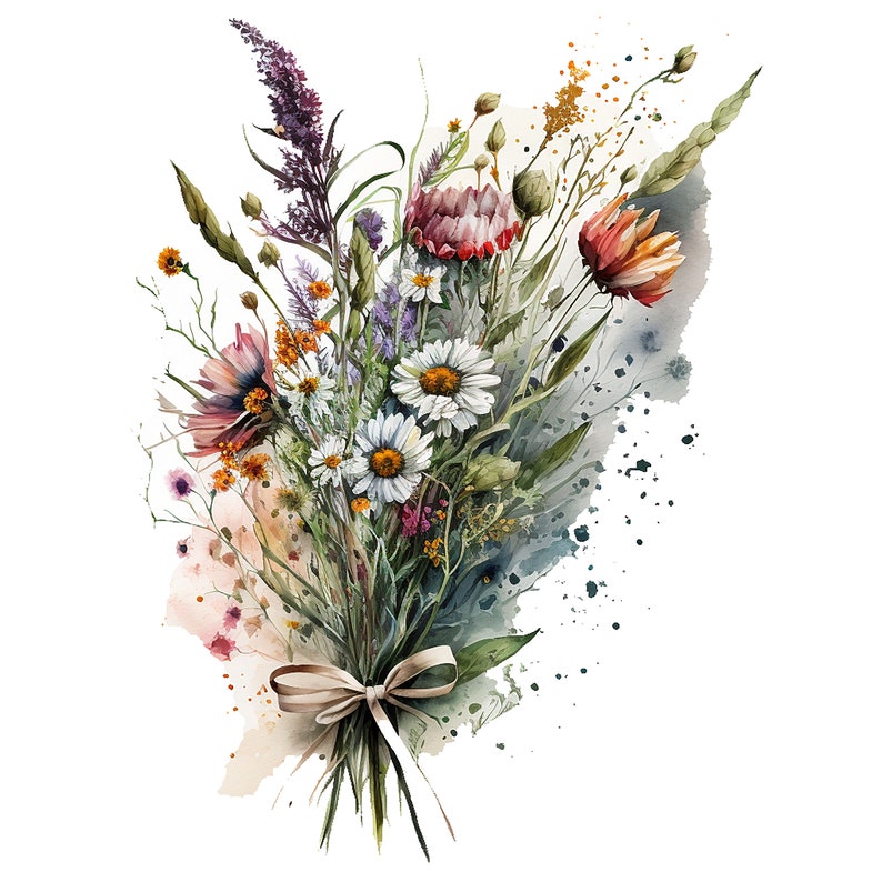 11 Wildflower Bouquet Clipart High Quality Jpgs Digital Etsy
