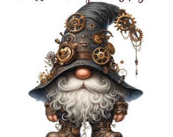 19 Steampunk gnome, Gnome clipart bundle, Gnome clipart, Gnome steampunk, Gnome sublimation, gnome clipart,cute gnome clipart, cute gnome