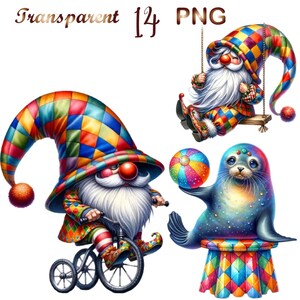 14 Clown Gnome bundle Clipart, clown gnome png, Gnomes, Digital Download, Card Making,Gnome png,Watercolor clipart,Commercial Use