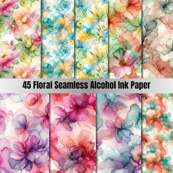 45  Alcohol ink seamless floral Digital Paper, alcohol ink digital papers, alcohol ink paper, Junk Journal, Scrapbooking, Collage sheet