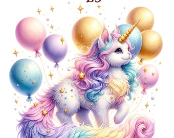 25 Caticorn clipart, caticorn birthday, caticorn party,caticorn balloon,caticorn digital sticker,caticorn png,caticorn decor,caticorn bundle