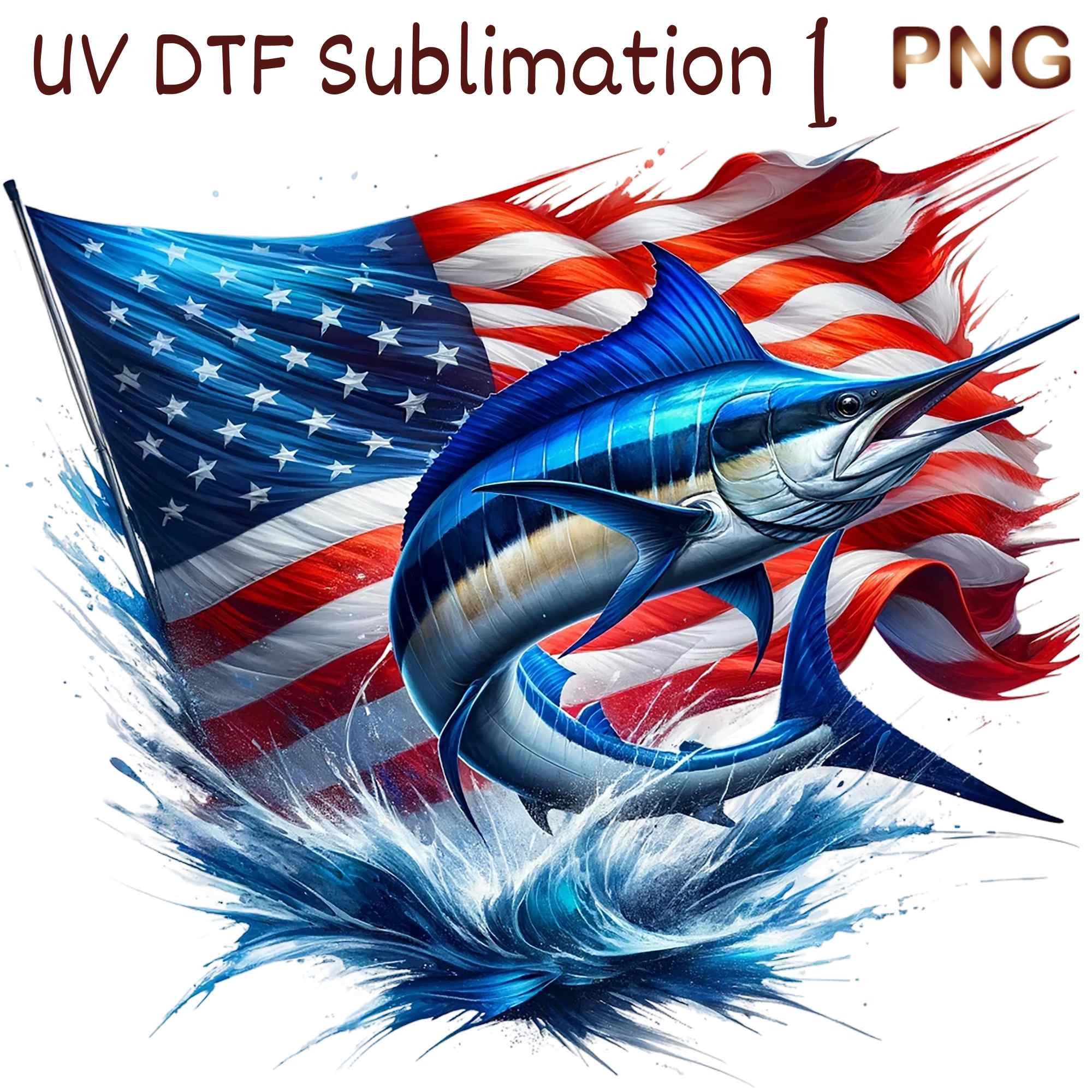 1 PNG, Blue marlin png, blue marlin sublimation, blue marlin painting, patriotic blue marlin, 4th of July, Sublimation,dtf png,dtf