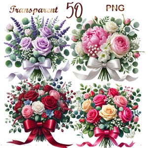 50 PNGs Rose Flowers Clipart Bundle, Bouquets Roses Flowers Clipart Pack, Roses clipart,Pastel Roses,Abstract Rose clipart,Digital Download