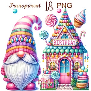 18 gnome clipart bundel, verjaardag clipart, gnome png, gnome sublimatie, gnome png, verjaardag gnome png, gnome clipart, candyland clipart