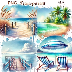 35 PNG set 1 Beach Landscapes Clipart bundle, Scenic Beach Graphics designs, Digital Download, Unlimited Commercial Use Crafts