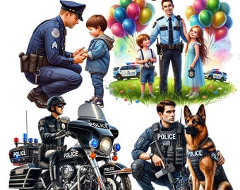 30 PNG Police Clipart bundleclipart, Policeman Officer Illustrations Designs,  Instant Digital Download, Unlimited Commercial Use for Crafts