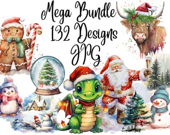 132 Christmas Clipart, High Quality JPGs, Digital Download - Card Making, Mixed Media, Digital Paper Craft, Christmas clipart