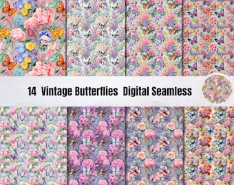 14 Seamless Butterflies Digital Paper, Pastel Plaid Background Seamles, Plaid  Backdrop,Download Junk Journal,Scrapbooking