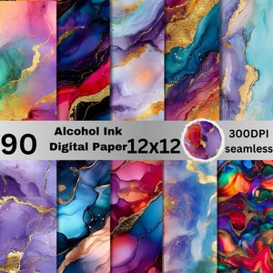 90 Alcohol Inks Digital Paper, Print Seamless Alcohol Ink design, Watercolor pattern, Seamless Pattern, Digital Paper, Repeating Pattern