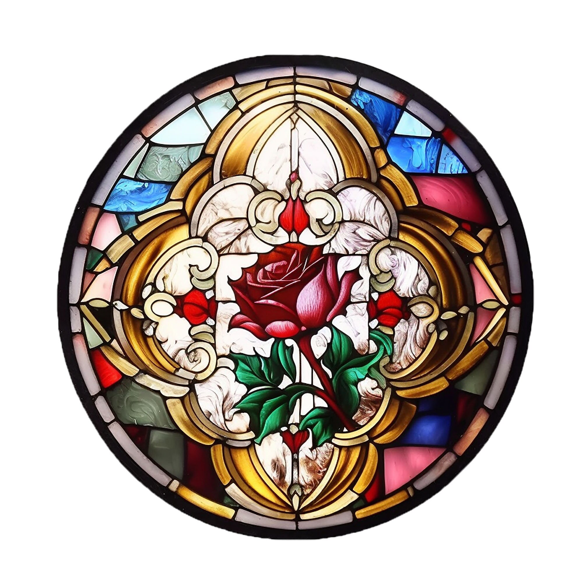 10 Stained Glass Roses Png Glass Roses Clipart Watercolor Etsy UK