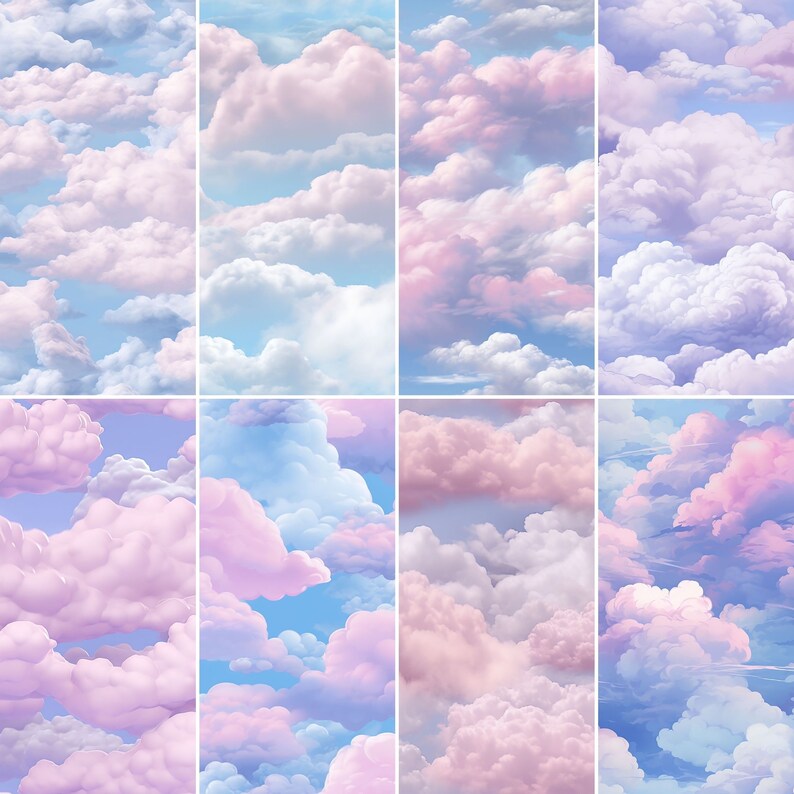 Random Cloud Pattern 30 Clouds Print Seamless - Watercolor Pattern - Seamless Pattern ...